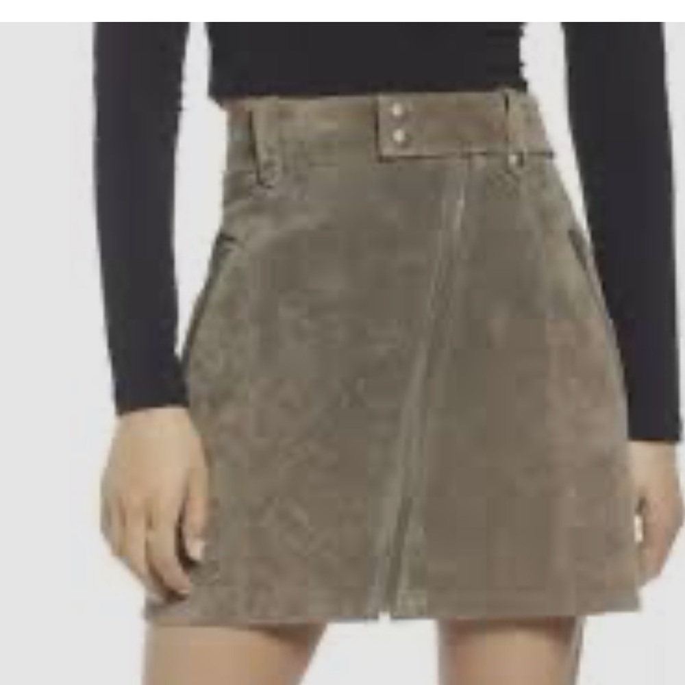 BlankNYC  Suede 100% Leather High Rise Moto Zip Detail Mini Skirt Size 29 nwot